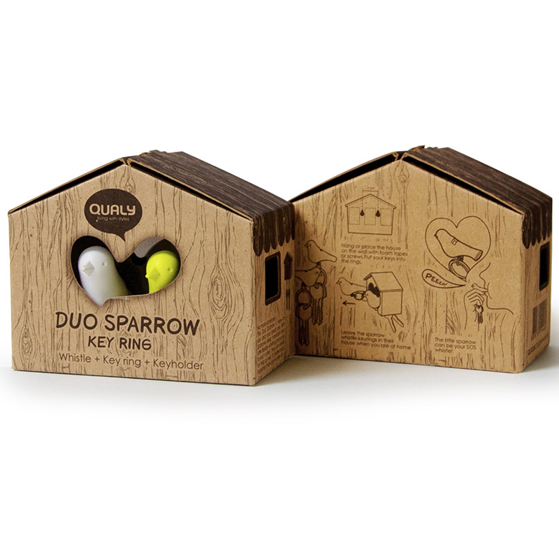 QL10124-WH-WH-OR Держатель для ключей двойной sparrow белый-оранж Qualy  - Вид №3