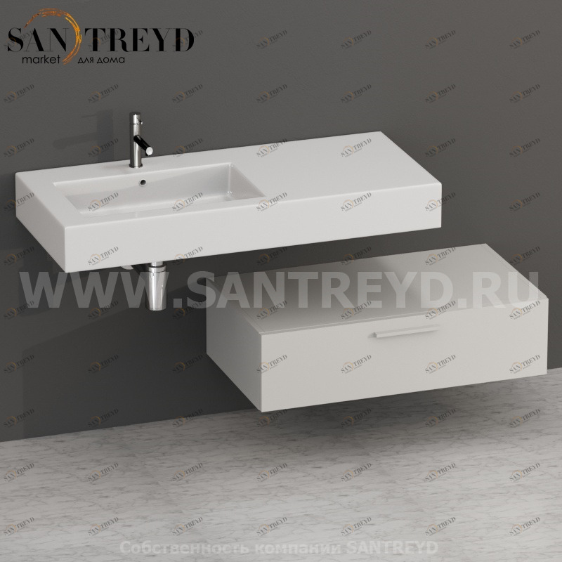 S09024BT2 Тумба с 1 ящиком 90 см серая Globo ARREDO WOOD Италия Ceramica Globo