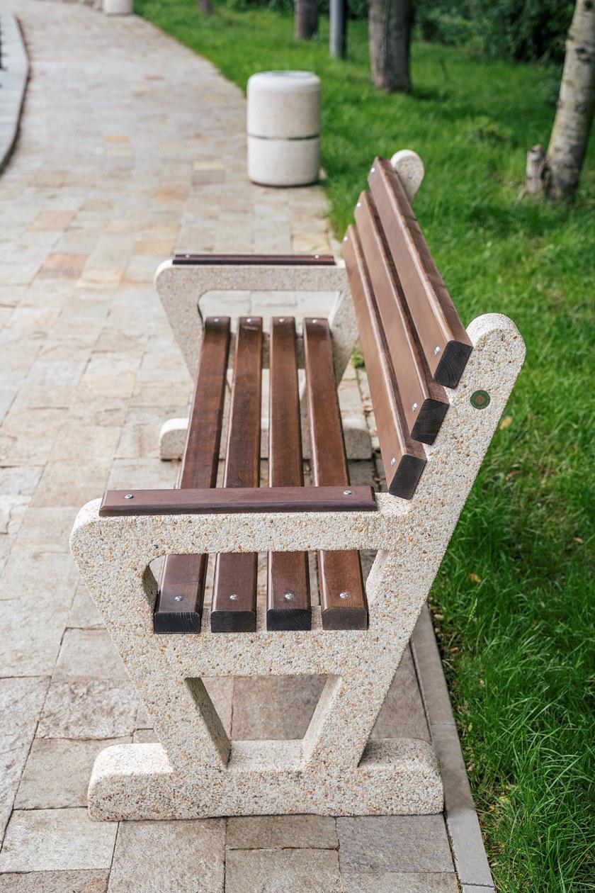 ENCHO ENCHEV - ETE Скамейка из бетона и дерева со спинкой  109  - Вид №2