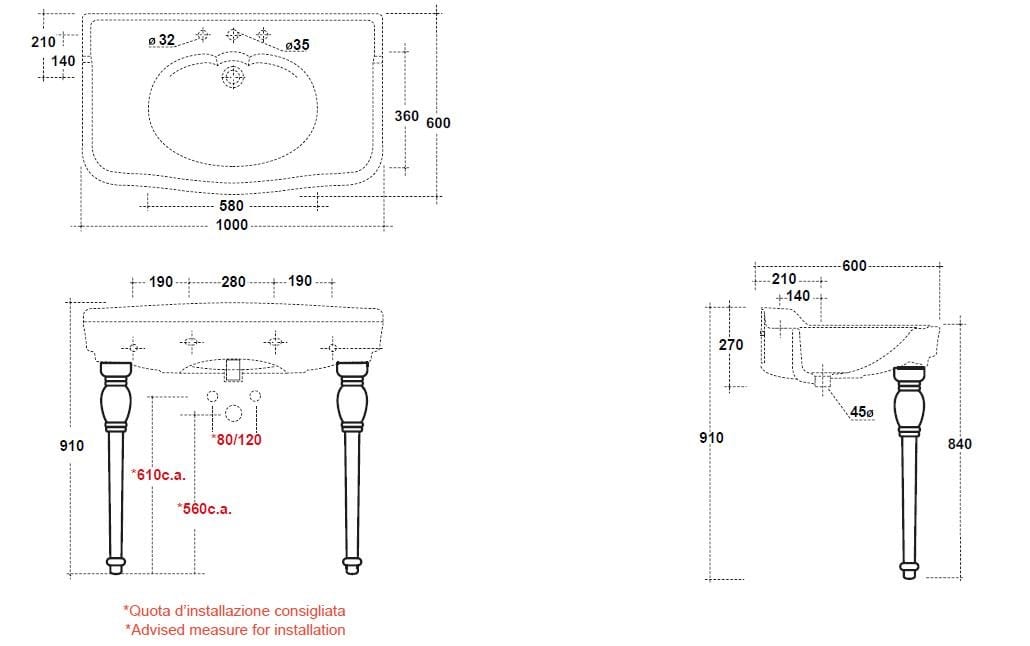 Керамическая колонна для умывальника Olympia Ceramica Империя ARCH-00087772 - Вид №2