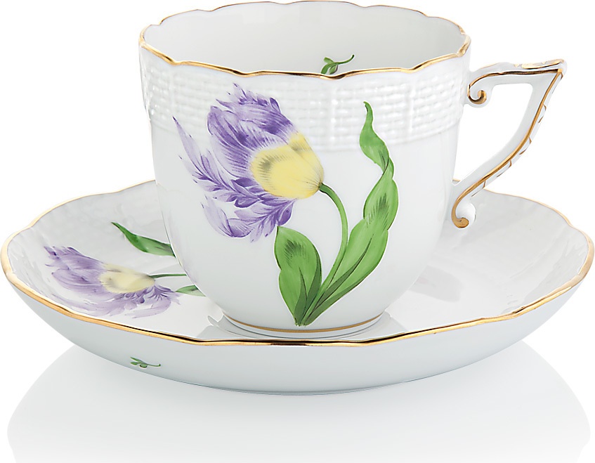 1051661 Herend Чашка кофейная с блюдцем 160мл "Китти" (фиолетовая) Фарфор 