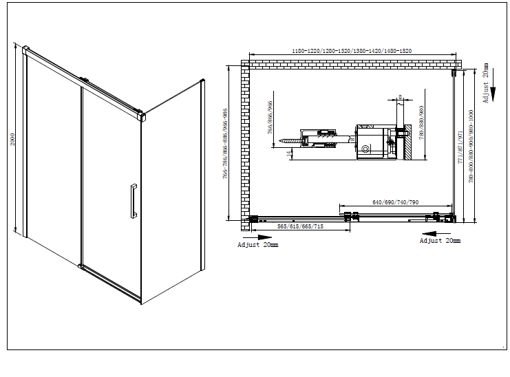 Душевой уголок CEZARES LUX-SOFT-W-AH-1-130/100-C-Cr-IV - Вид №3