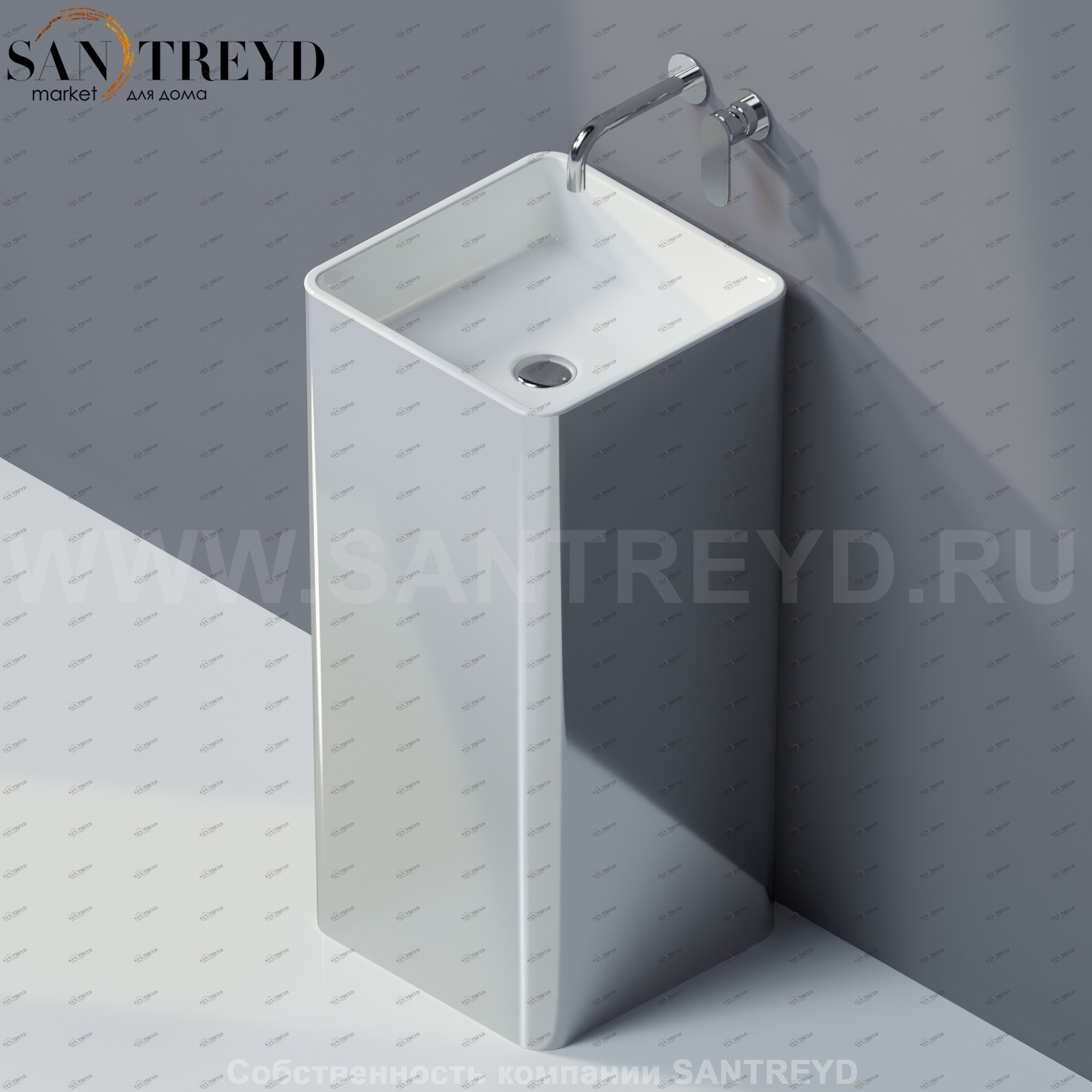 MW40PCHROMO Напольная раковина стоящая квадратная Ceramica Flaminia Mono