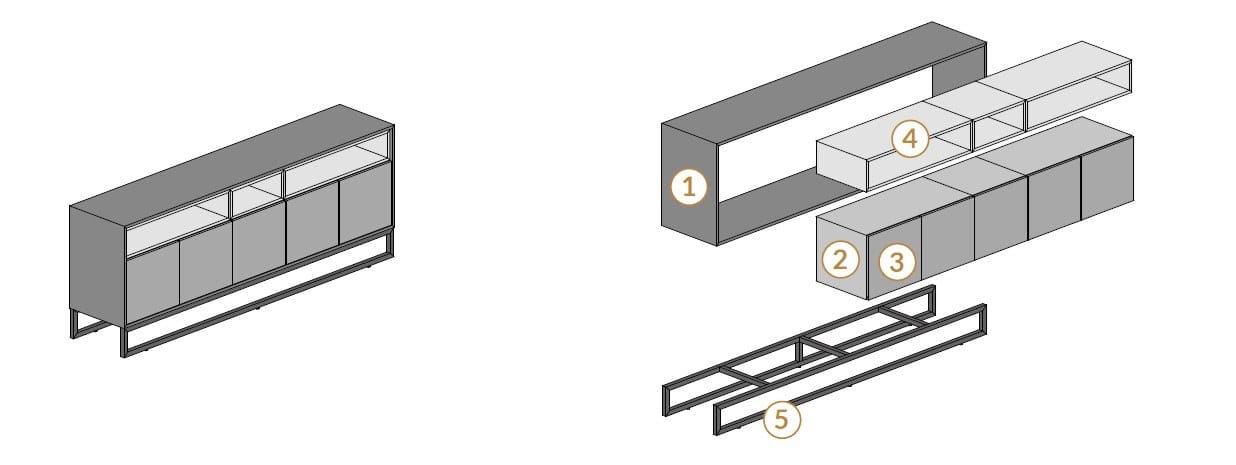 Низкая деревянная офисная мебель с распашными дверями About Office Bold58 ARCH-00066171 - Вид №4