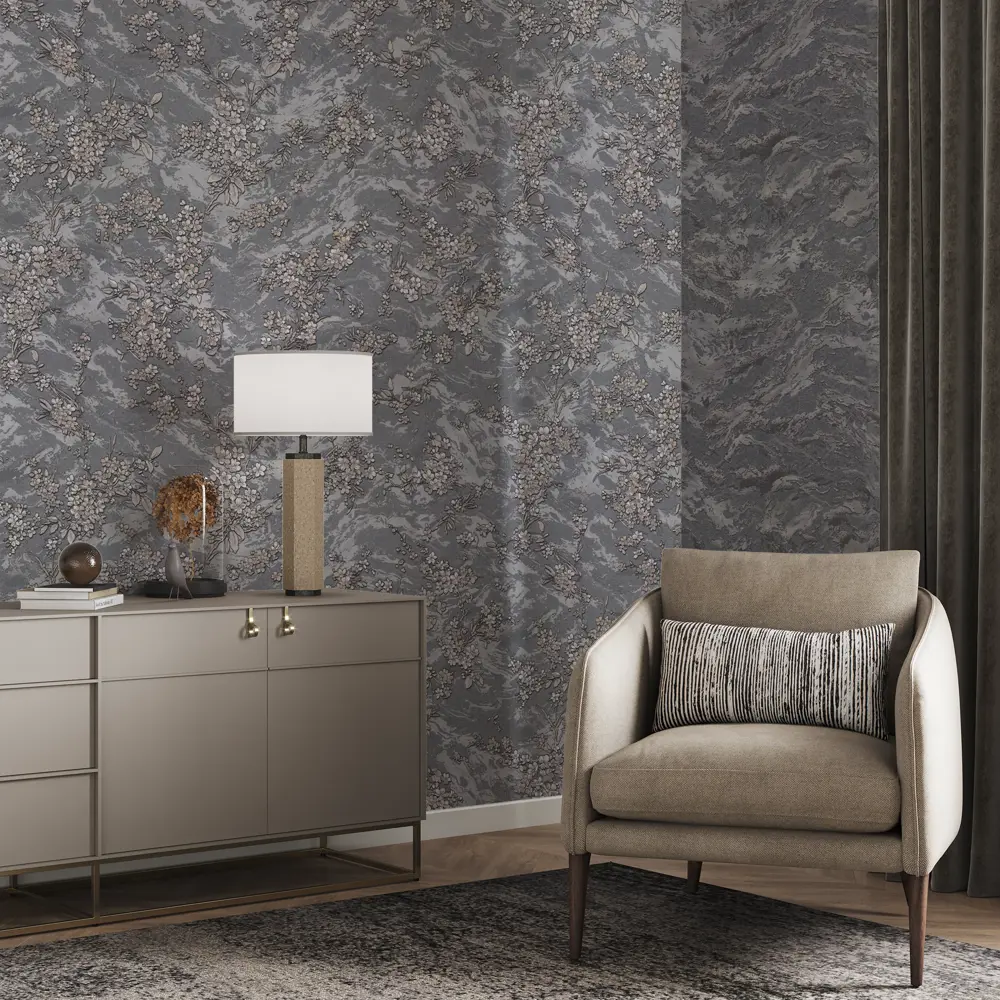 Флизелиновые обои Palitra Planet Lili в темно-сером оттенке 89373829 STLM-1475263 - Вид №4