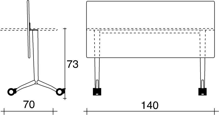 TALIN Складная штабелируемая скамья из мдф на колесиках Komby sun-id-1481884 - Вид №3