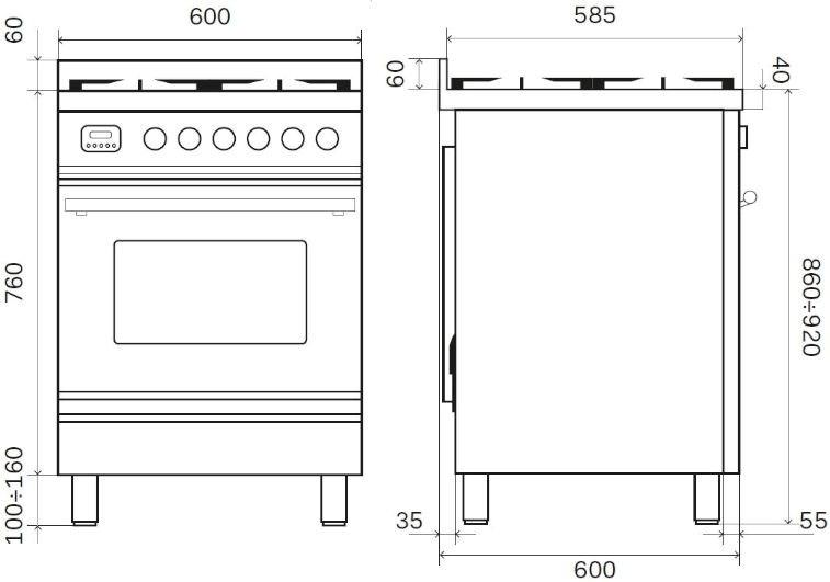 Ilve Отдельностоящая стальная кухня Professional plus P06w Santreyd  - Вид №2