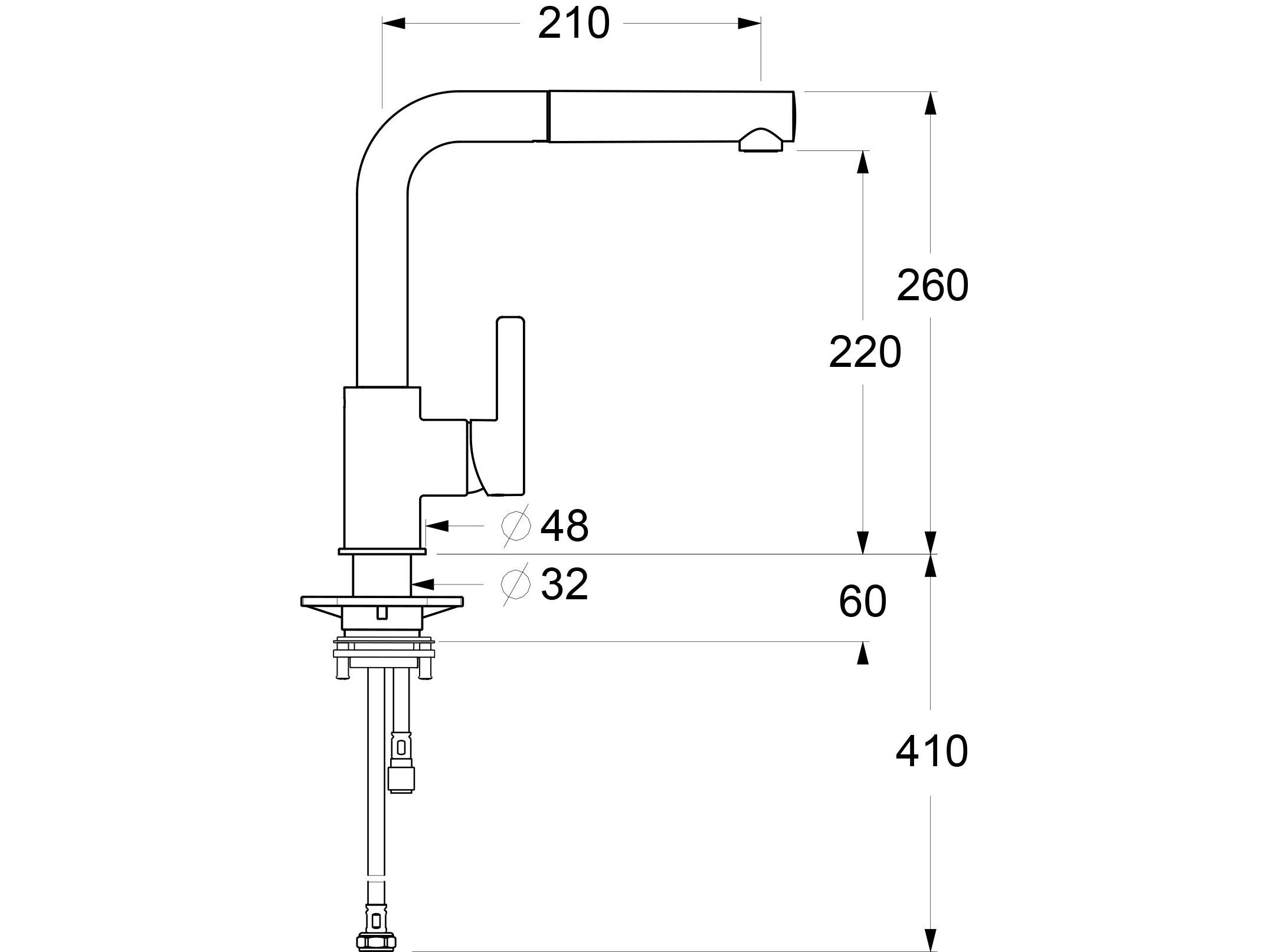 Однорычажный смеситель для кухни с выдвижным ручным душем GUGLIELMI RUBINETTERIE Rialto ARCH-00071760 - Вид №2