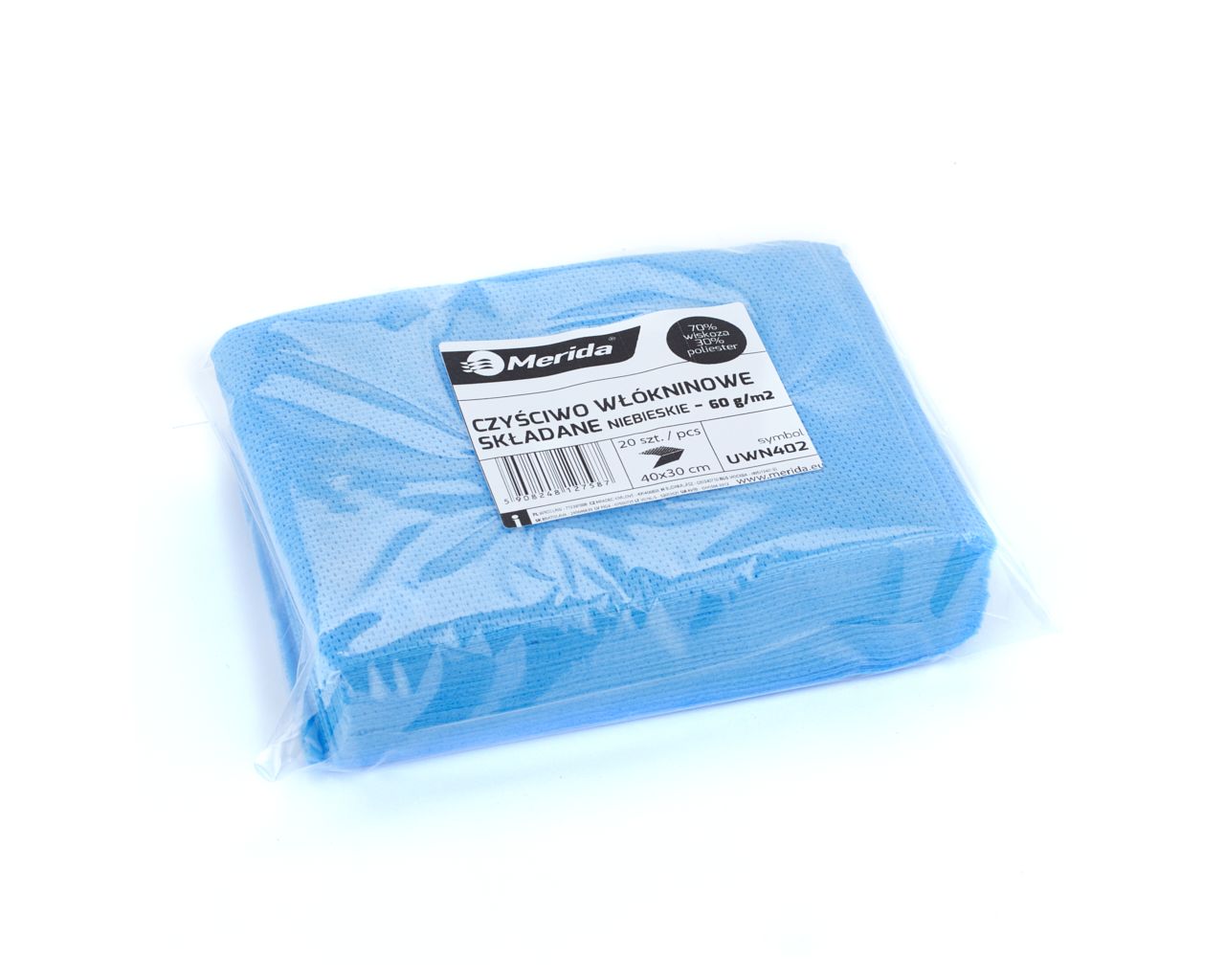 UWN402 Салфетка нетканая в листах, СИНЯЯ, разм. 30 х 40 см, в упаковке 20 шт. Merida  - Вид №1