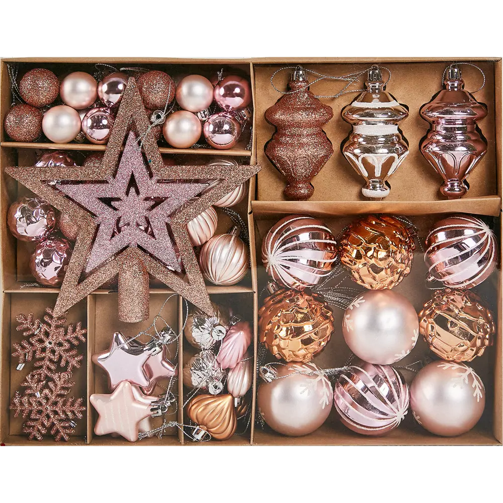87038494 Набор елочных украшений цвет розовый 29 см 70 шт. STLM-1370976 Santreyd 
