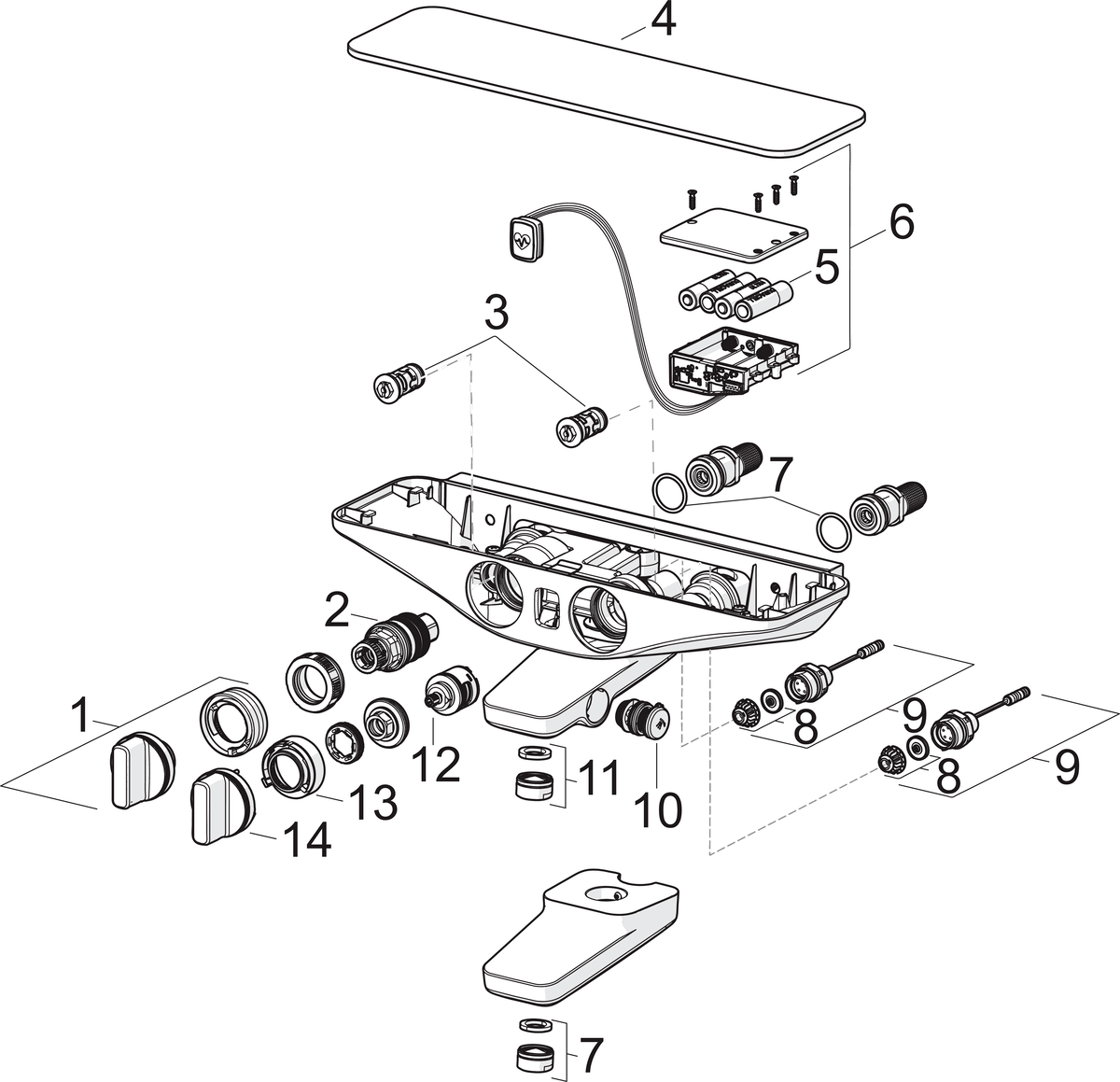 Oras 7542U-11 Cмеситель для ванны и душа, 6 V 7542U-11 Esteta Wellfit Хром/Белый  - Вид №5