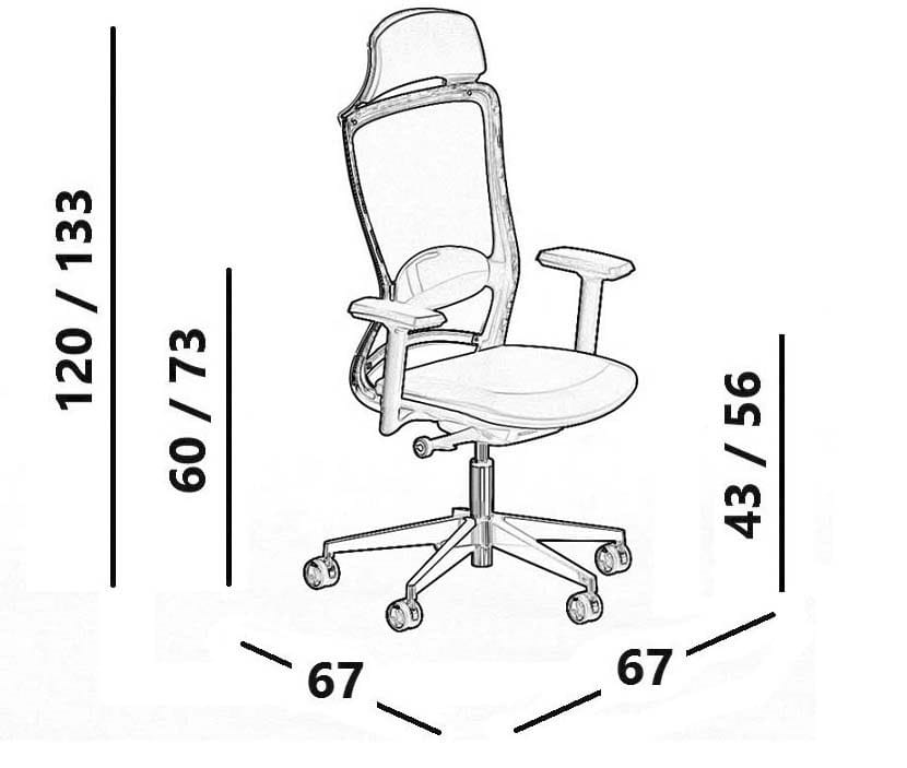 5-спицевое сетчатое офисное кресло с высокой спинкой Luxy ARCH-00091768 - Вид №9