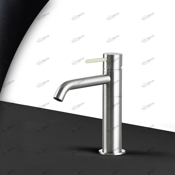 Смеситель для раковины сталь матовая с серой ручкой Toki Radomonte TKS2SCIL19