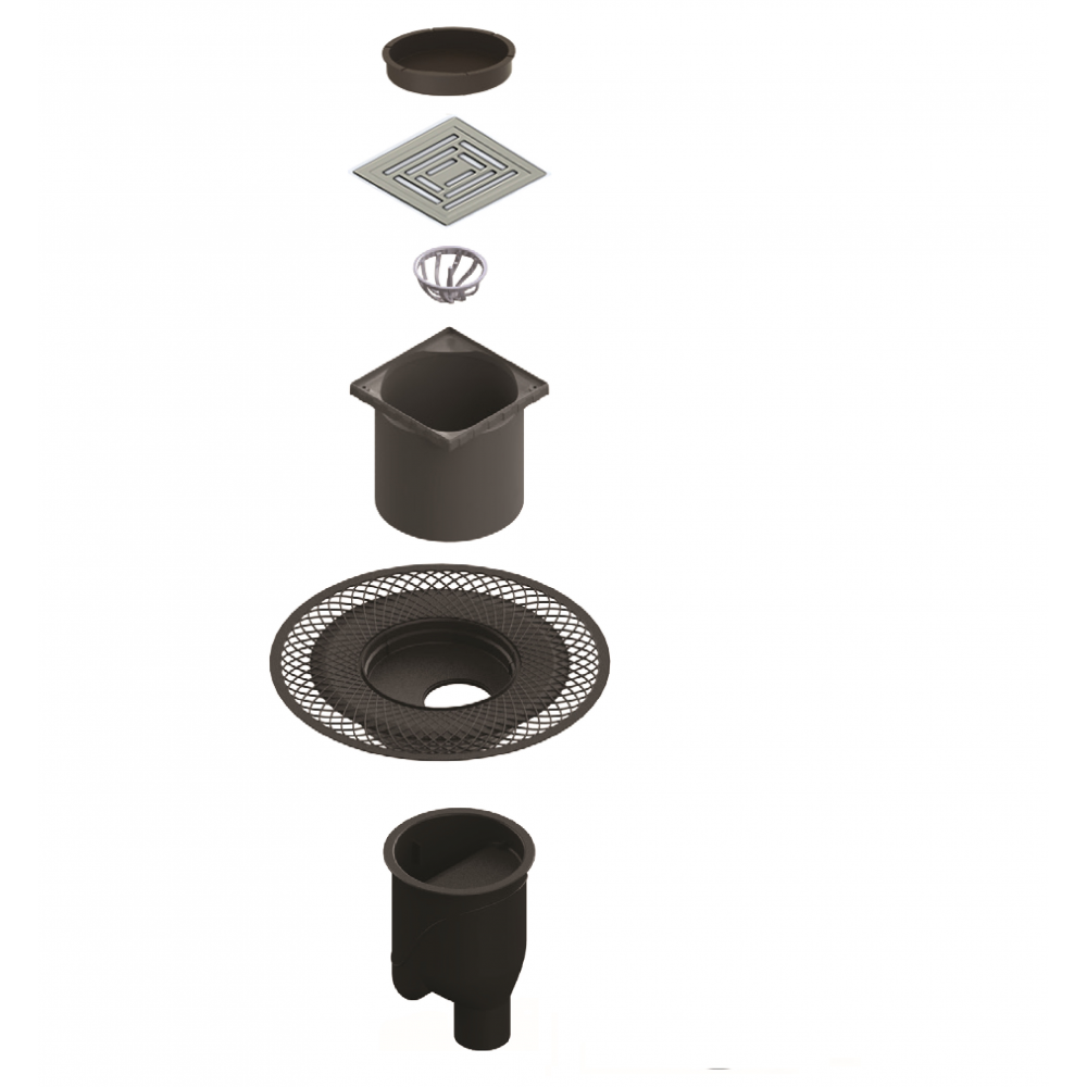 090070 Трап водосток PLATZ Uno 150х150  Berges ZENTRUM Antik  - Вид №2