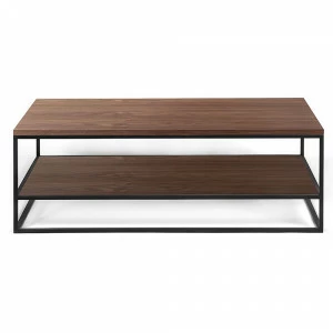 Журнальный столик деревянный с полкой американский орех и черными ножками 100 см London twin black INTELLIGENT DESIGN  260958 Орех;коричневый