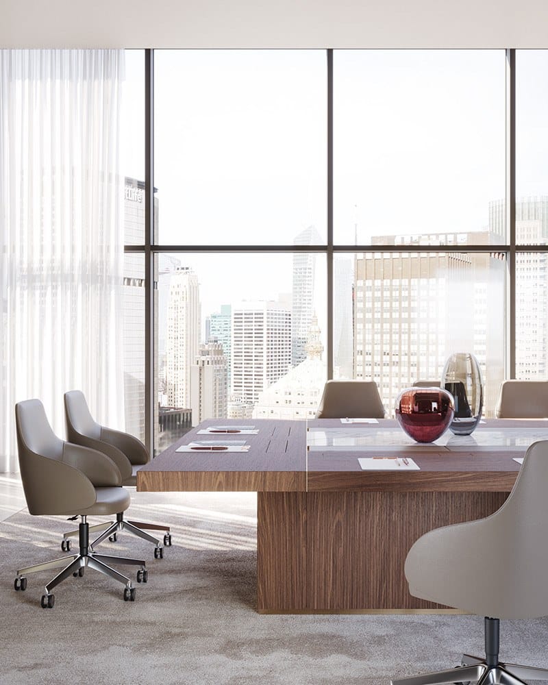 Прямоугольный стол для собраний из ореха и стеклянной столешницы PROF Bespoke ARCH-00097913 - Вид №1