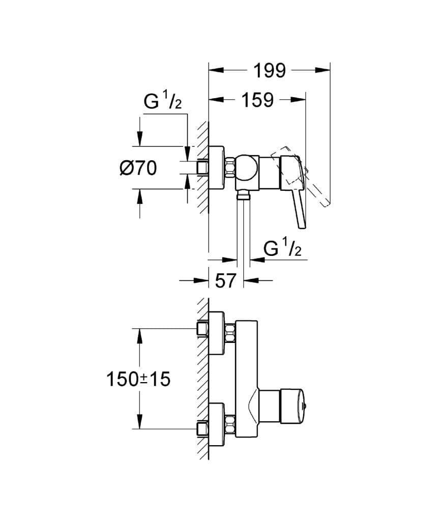 Однорычажный смеситель для душа Grohe концепция ARCH-00113492 - Вид №2