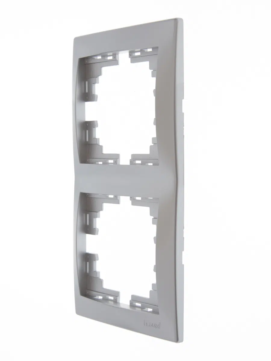 MIRA Рамка 2-ая вертикальная серебро LEZARD 701-1010-152 - Вид №1