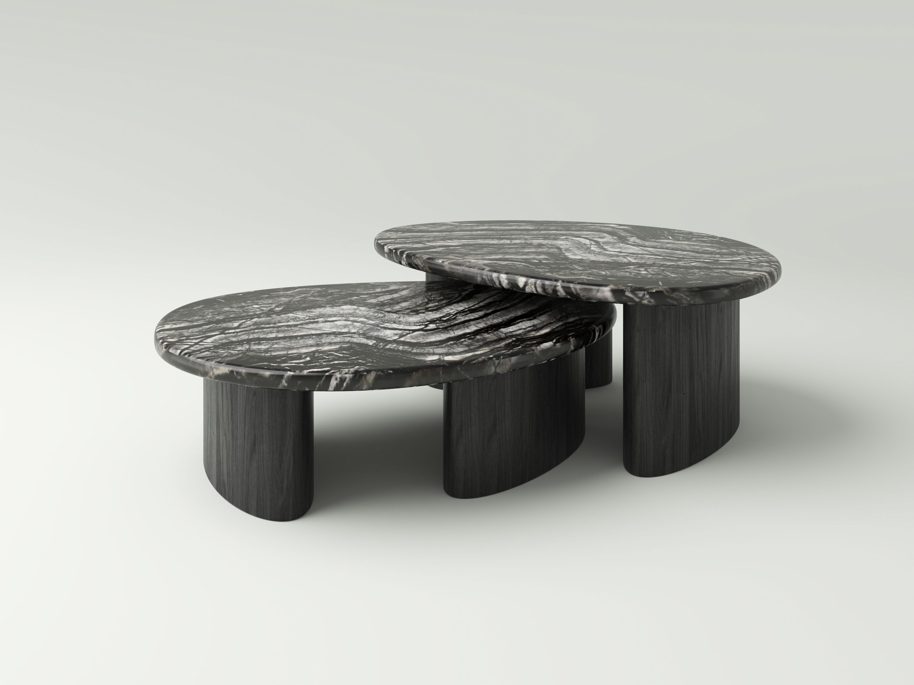 Овальный дубовый журнальный столик с мраморной столешницей NITZAN HOME FRED & WILMA ARCH-00067327