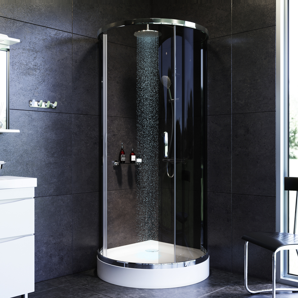 W83G-333-095CG Round 95 Душевое ограждение Round 95x95 стекло тонированное проф хром гля AM.PM Like - Вид №1