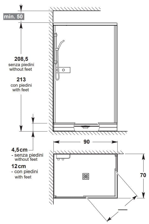 Прямоугольная угловая душевая кабина с раздвижной дверью Kinedo K500 ARCH-00055391 - Вид №2