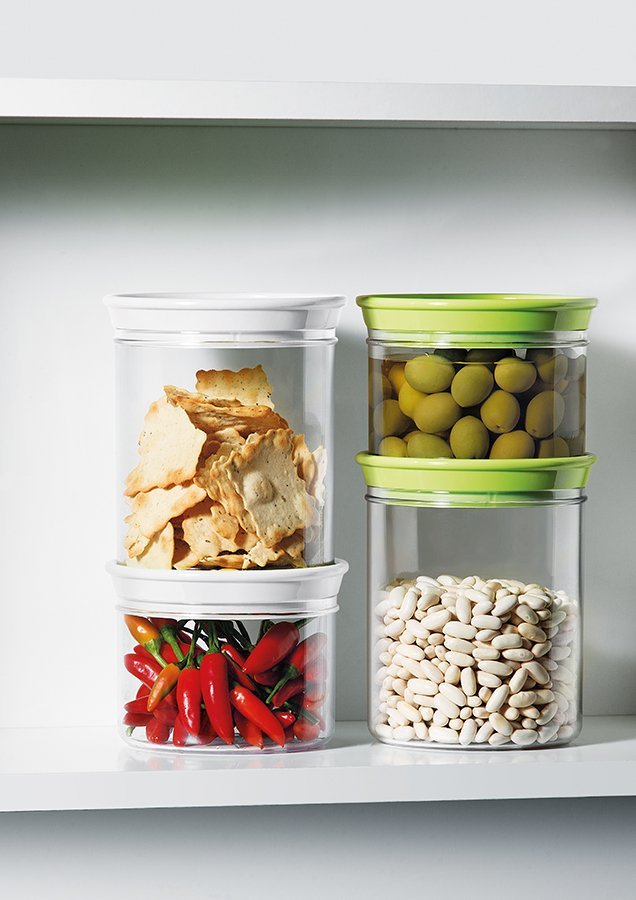 Банка пластиковая для сыпучих продуктов 1 л белая Forme casa GUZZINI  00-3871060 Белый;прозрачный  - Вид №1