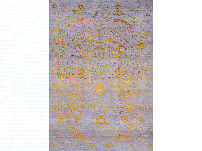 Прямоугольный ковер из шерсти и шелка Zollanvari Isfahan Classical Floral Cartouches-Designer ARCH-00131886