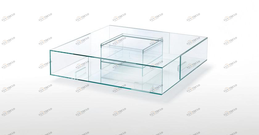 Glas Italia Низкий квадратный журнальный столик из хрусталя  Sea01 