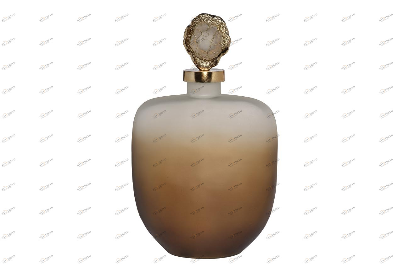 Ваза декоративная стеклянная с крышкой 22х34 см "Флакон" GARDA DECOR ФЛАКОНЫ 00-3861209 Бронза;золото;коричневый 