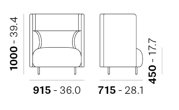 Тканевое кресло с подлокотниками Pedrali Buddyhub ARCH-00010372 - Вид №5