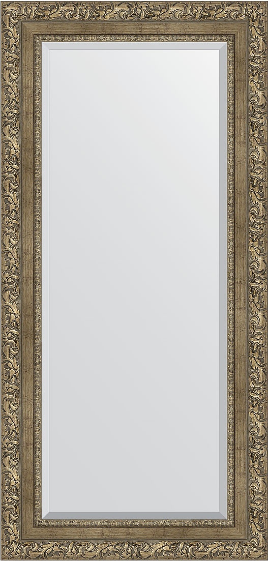 BY 3489 Зеркало с фацетом в багетной раме - виньетка античная латунь 85 mm EVOFORM Exclusive