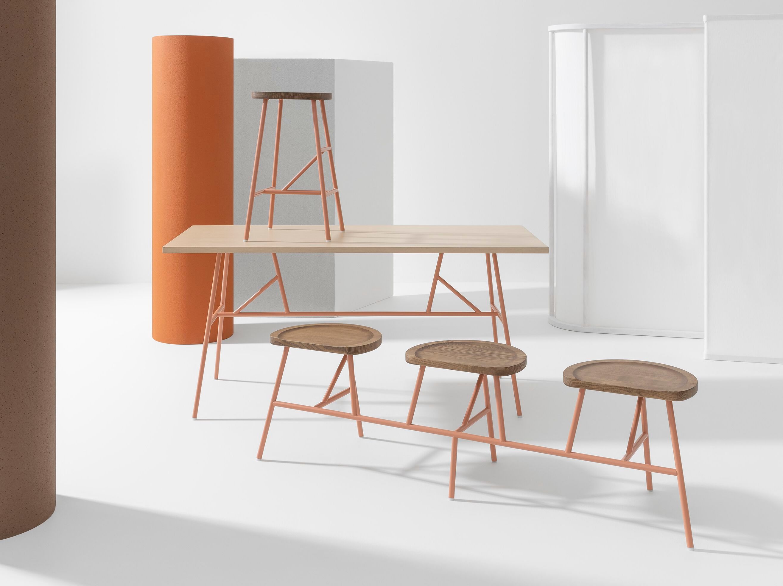 Прямоугольный стол из стали и ясеня Billiani Puccio ARCH-00057224 - Вид №1