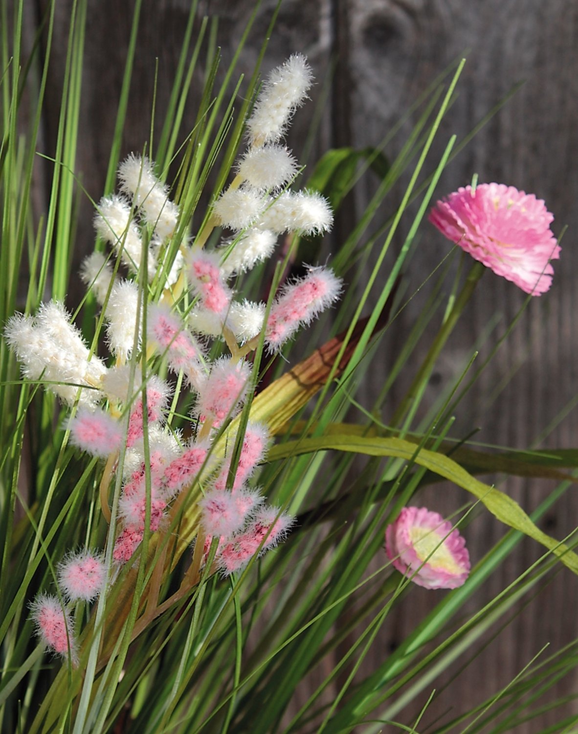 4722 507 a3 Пучок искусственной травы с ромашками, 45 см, розово-белый H-andreas  - Вид №1