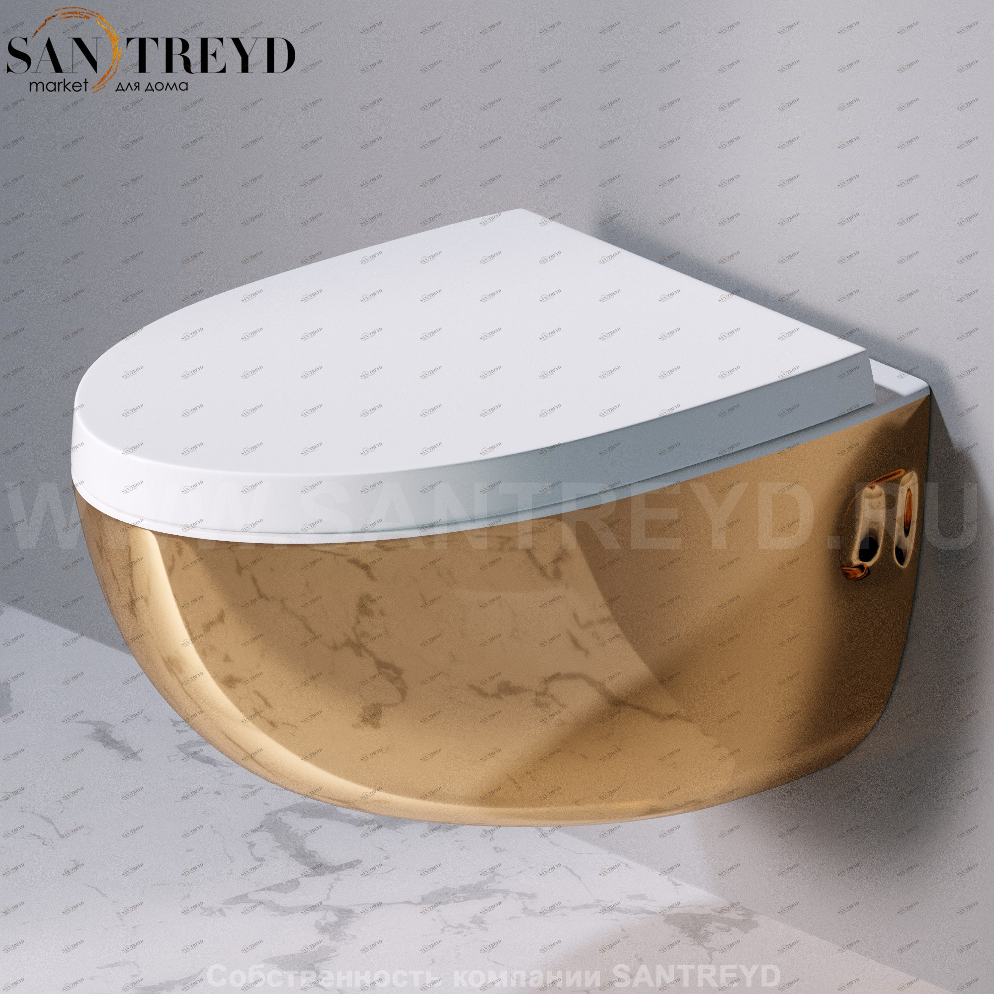 S511250 Подвесной унитаз настенный Золотистый A. e T. Italia OVAL Италия AeT ITALIA