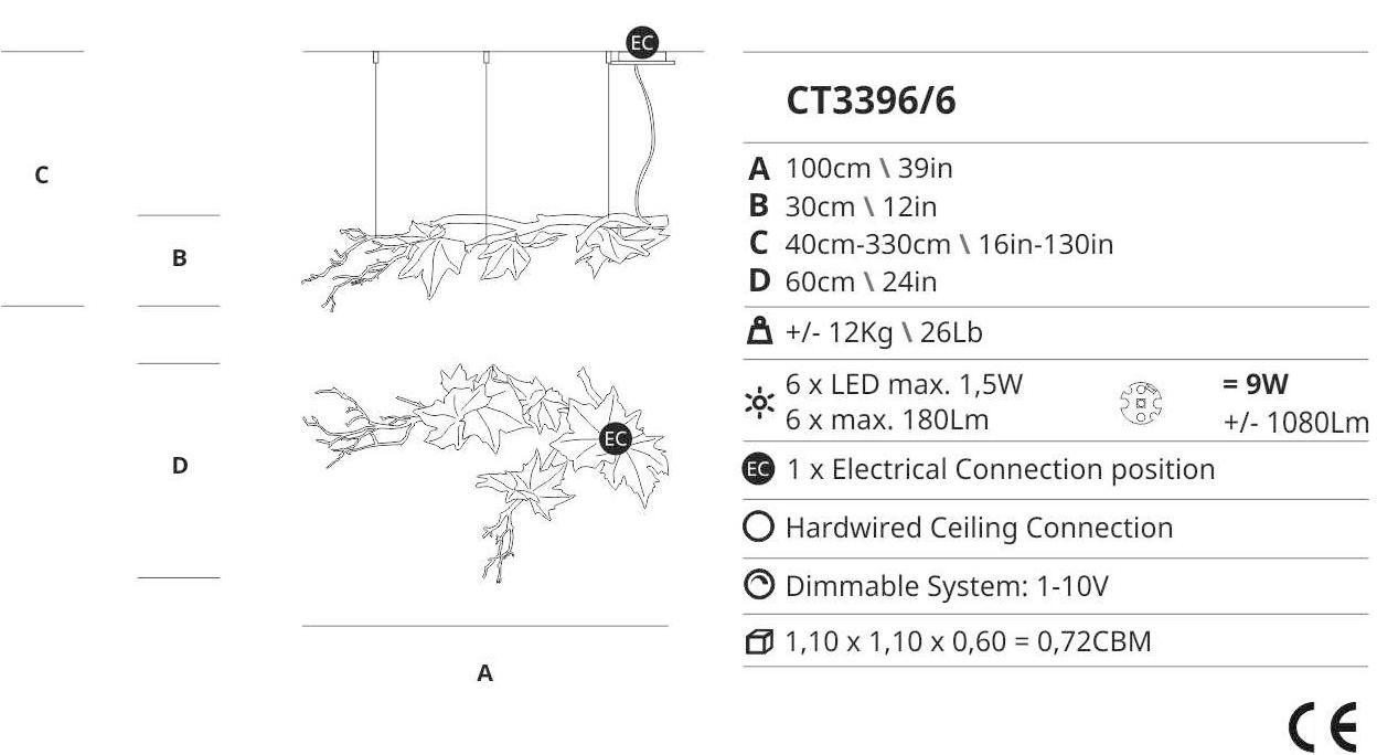 Serip Подвесной светильник из бронзы ручной работы Folio Ct3396/6 - Вид №1