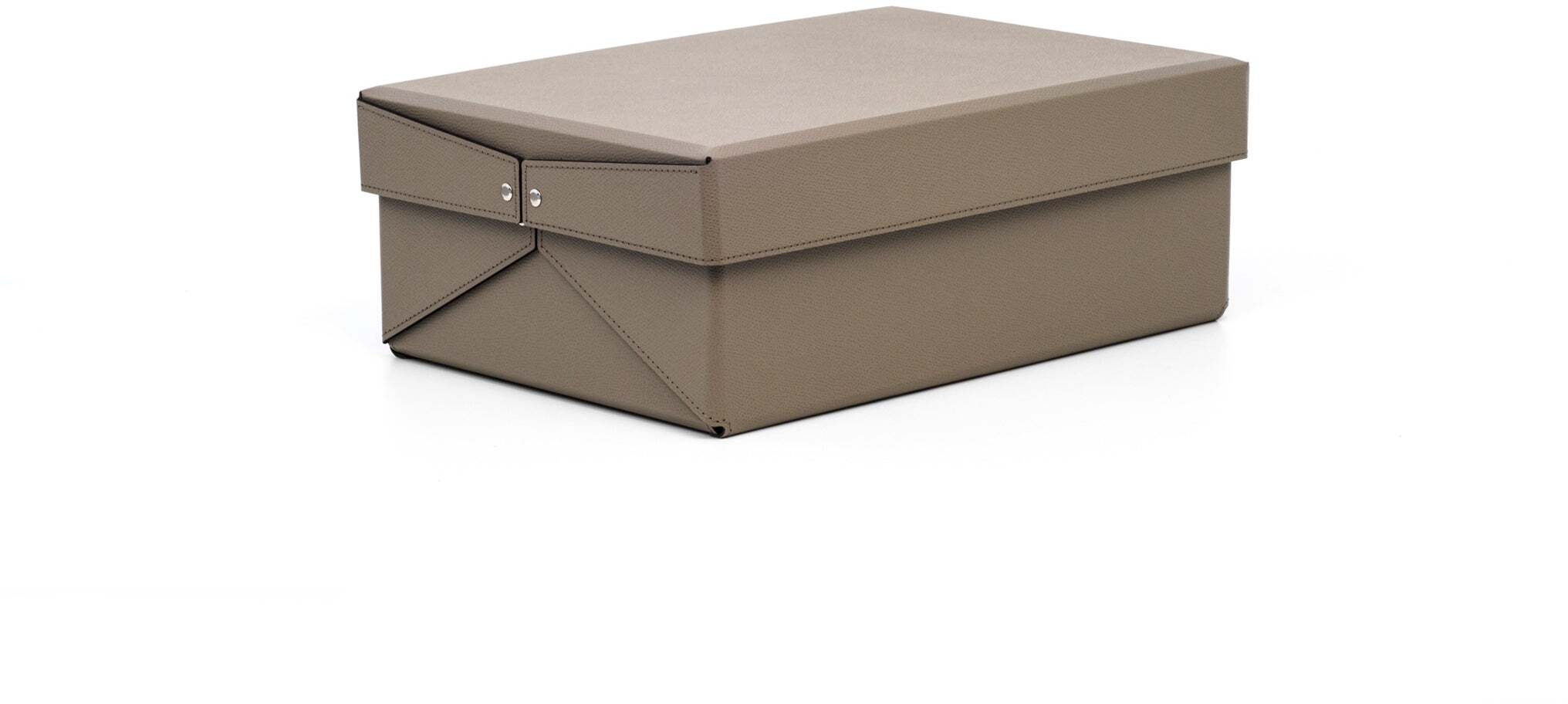 Шкатулка-купе оригами - 38X26XH14,5 см / регенерированная зернистая кожа_серо-коричневый