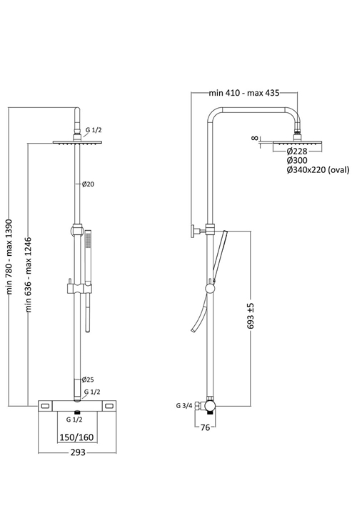 1381695 Mix Round 150Cc M Овальная Душевая Головка 340X220Mm Hafa  Хромированный  - Вид №1