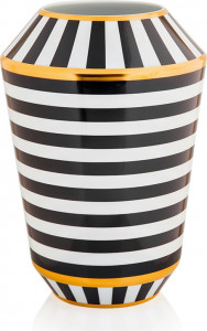 10578975 Sieger by Furstenberg Ваза Sieger by Furstenberg "Луна" (черные полосы с золотом) 32см Фарфор, Керамика