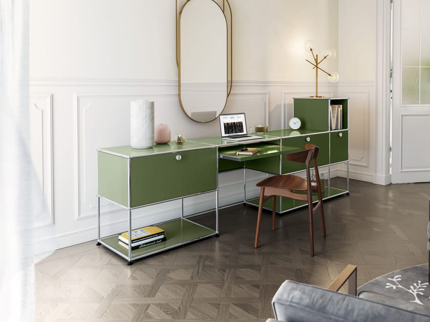 Металлический секционный стол с откидными дверцами USM USM Haller System ARCH-00063432