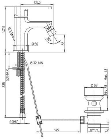 Paini Ovo 86CR3062SKM смеситель для биде - Вид №2