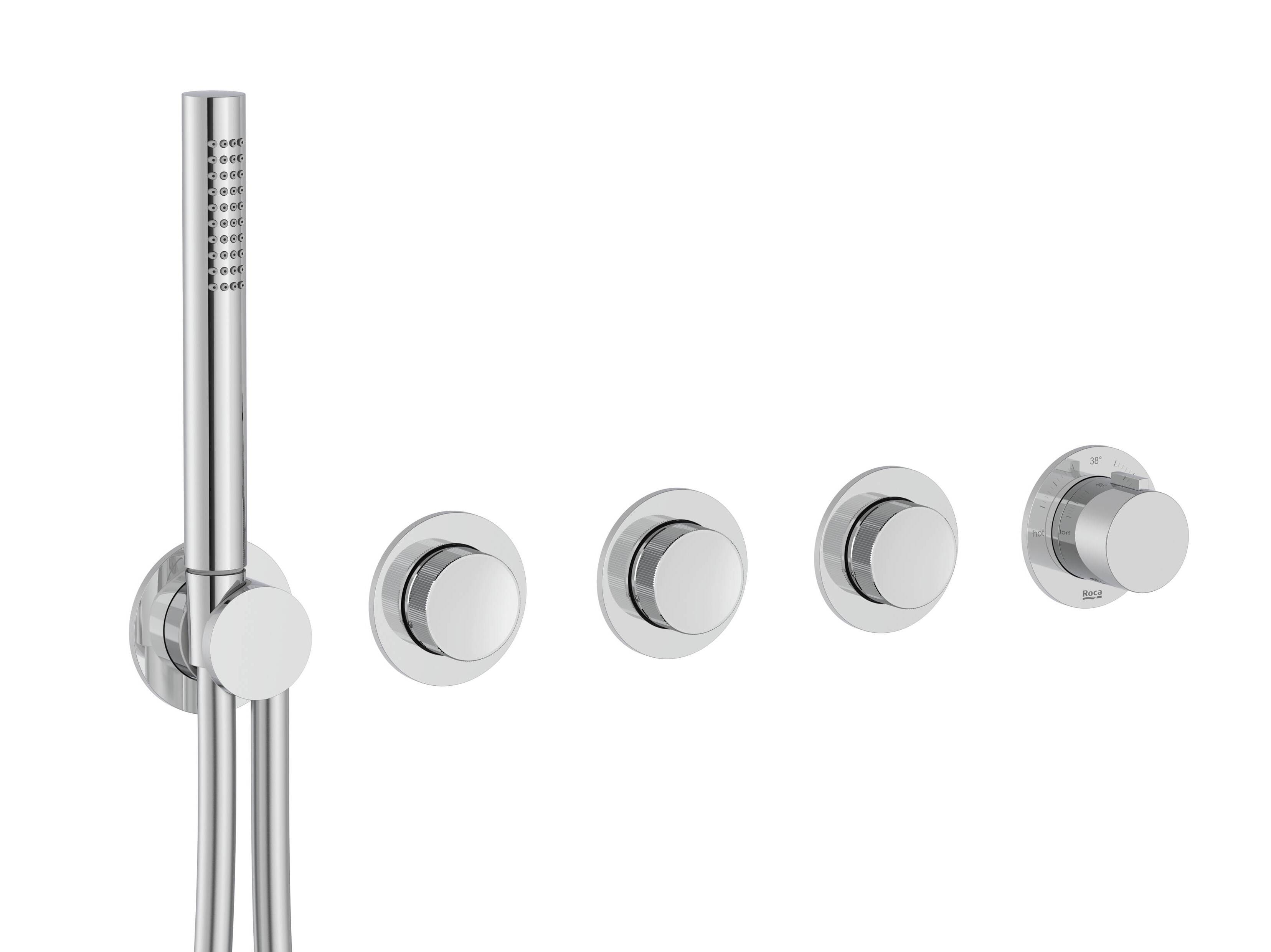 Латунный термостатический смеситель для душа с 5 отверстиями и ручным душем Roca T_Multi ARCH-00113942