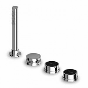 ZSV484.CN Смеситель для ванны на 4 отверстия, вытяжной душ Z94177, гибкий 1500 мм, соединение для перелива. Zucchetti Savoir