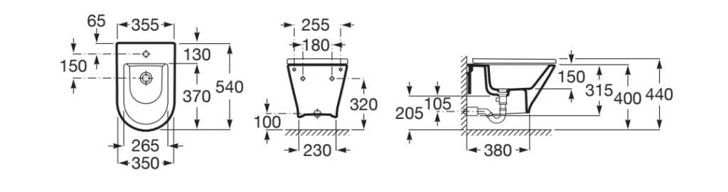 Фарфоровый подвесной биде Roca The Gap ARCH-00045018 - Вид №2