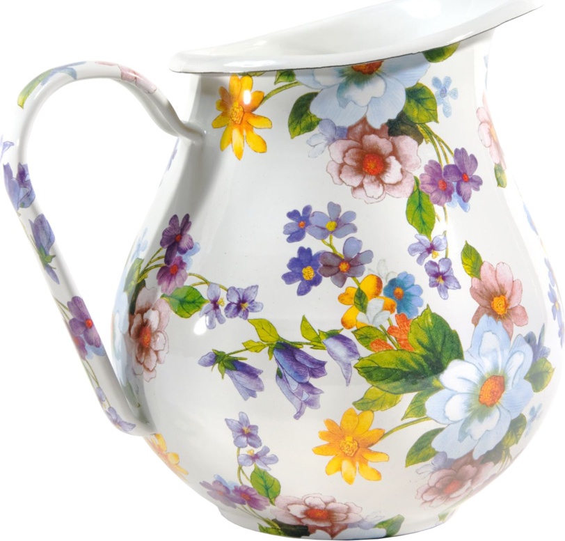 10594947 Mackenzie-Childs Кувшин Flower Market (белый) 23x22H сталь, эмаль 