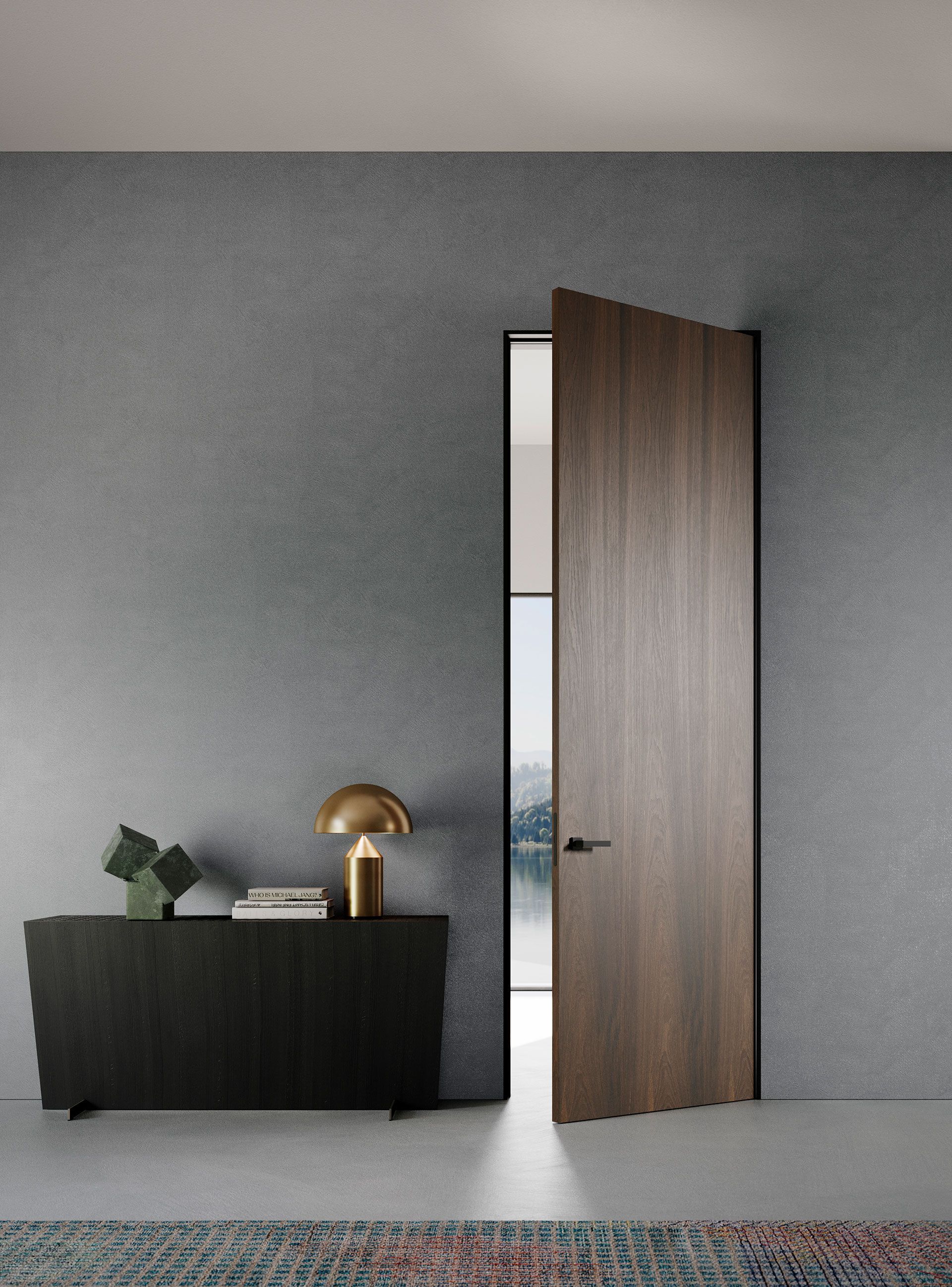 Алюминиевая и стеклянная распашная дверь с выдвижными петлями Lualdi двери ARCH-00112123 - Вид №1