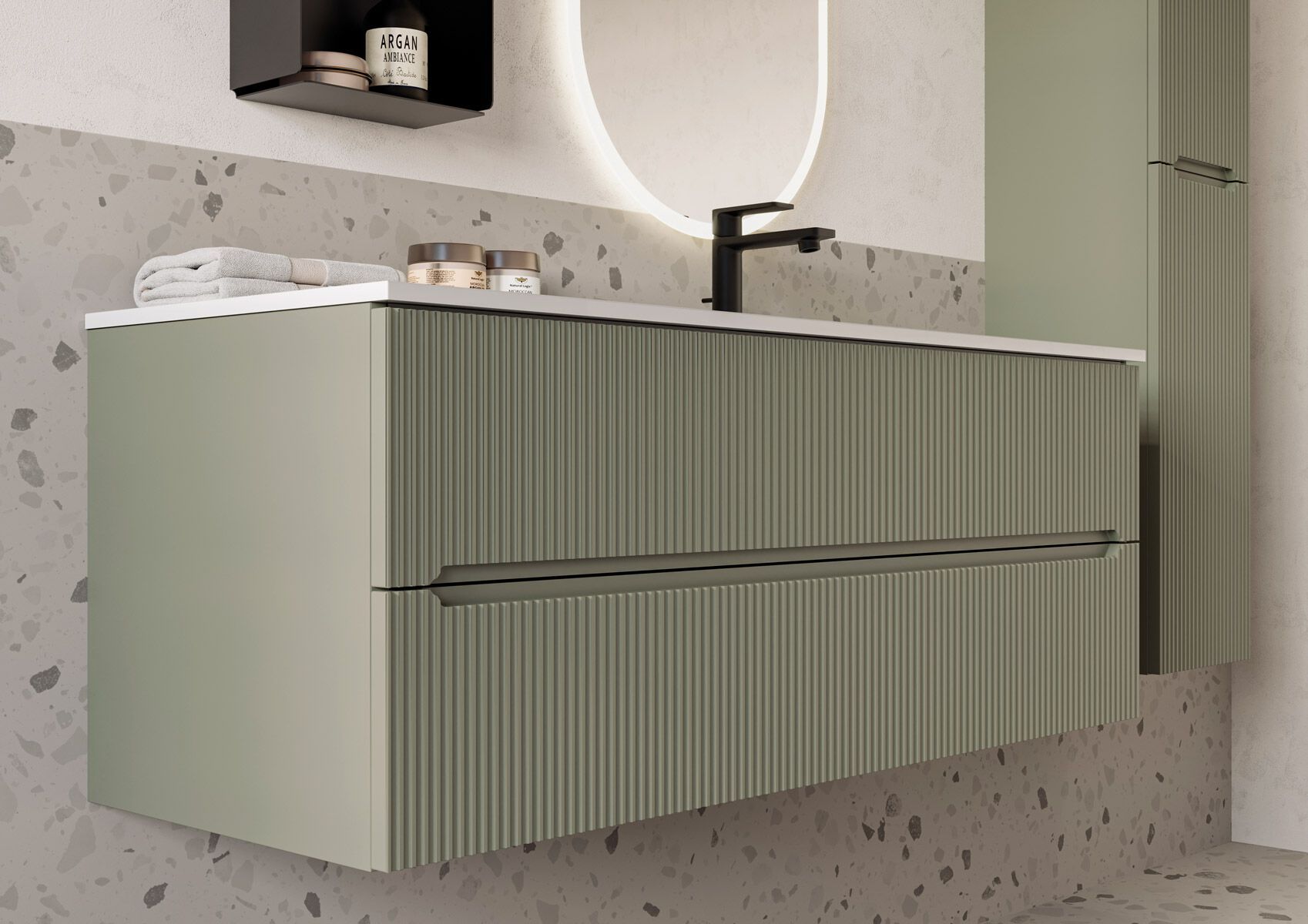 Деревянный подвесной шкаф с одной раковиной со встроенной раковиной LEGNOBAGNO Verso ARCH-00023415 - Вид №2