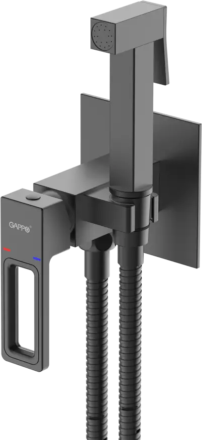 89359048 Гигиенический душ Gappo Eder GL7301-6, набор со смесителем, цвет черный матовый STLM-0985063