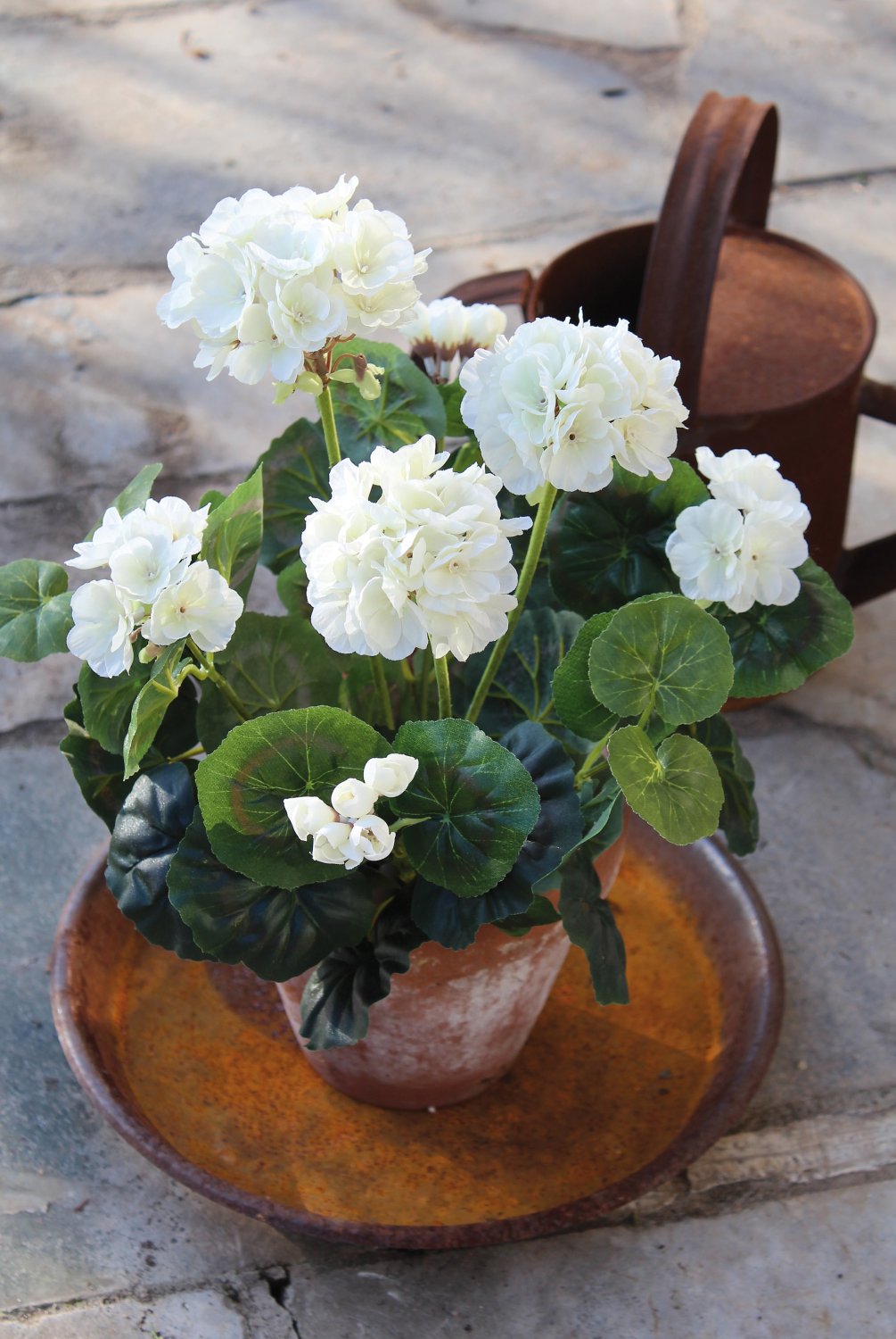 3198 777 a3 Искусственный куст герани, 38 см, белый H-andreas  - Вид №3