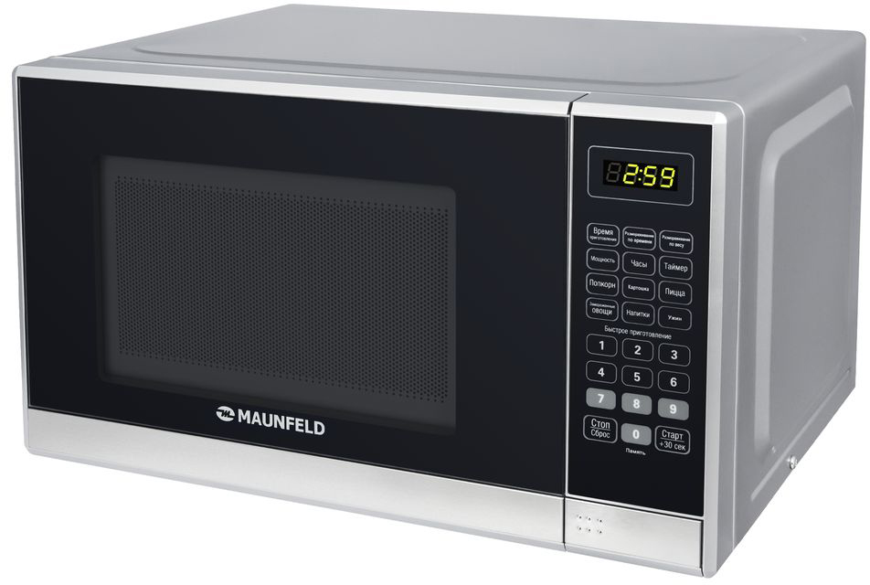 MFSMO.20.7SGB Микроволновые печи / свч печь, 20л, 700вт, электронное управление, черное стекло+планка из нержавеющей стали, 440х330х259(шхгхв) Maunfeld Santreyd 