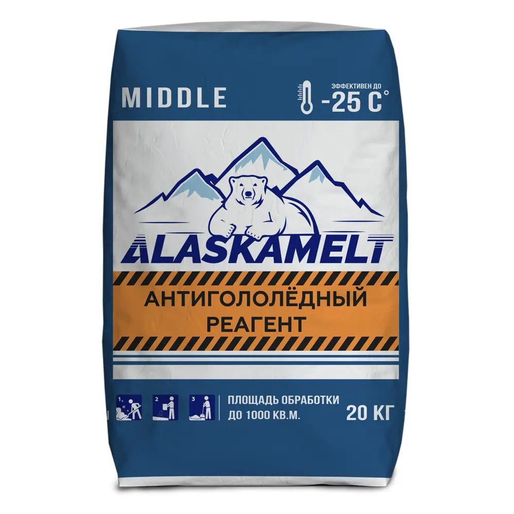 Противогололедные реагенты Alaskamelt Middle комбинированные 20 кг Santreyd STLM-2199815 - Вид №3